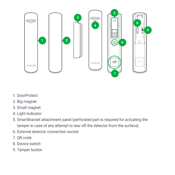 AJAX Draadloze DoorProtect Magneetcontact ( Wit ) AJAX Draadloze DoorProtect Magneetcontact ( Wit )